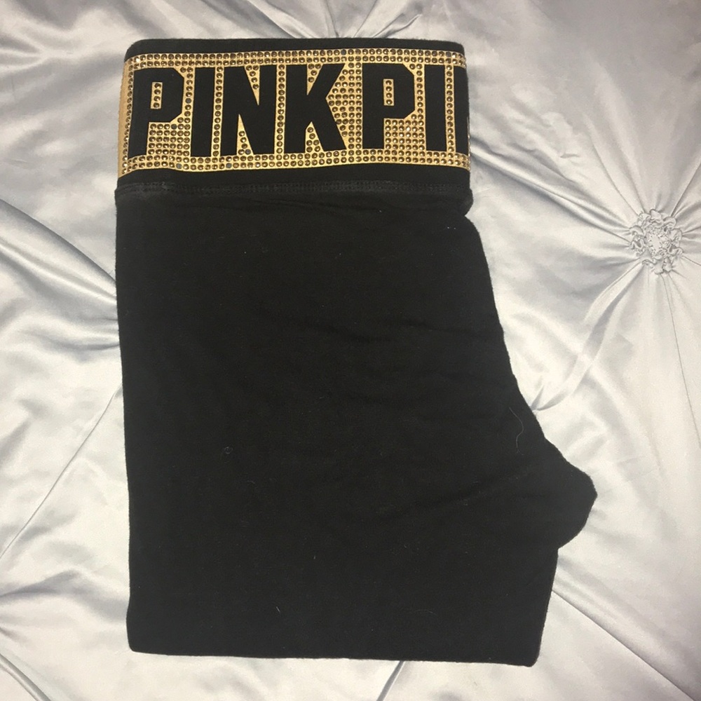 Pink Yoga Pants with Gold Band Size Small